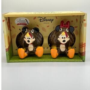 Disney Mickey & Minnie Thanksgiving Turkey Ceramic Salt & Pepper Shakers- NEW